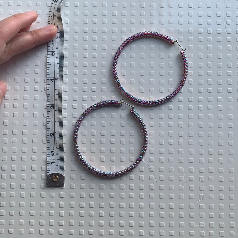Jimmy crystal Swarovski pink hoops 2.75”d